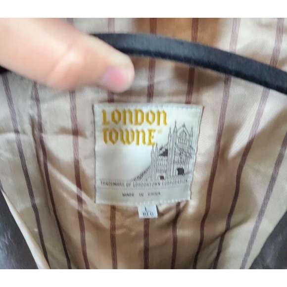 Vintage Leather Bomber Jacket Mens Large London Towne (London Fog) Brown Lined - Picture 4 of 5